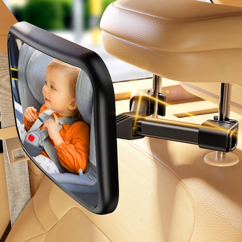 TAZENI Baby Car Mirror for Baby Hook Clip Design Shake Baby Mirror for Car Seat Mirror Rear Facing Never Shake Easy Install Back Seat Mirror for Baby Crystal Clear View ShatterProof Crash Tested - Image 1